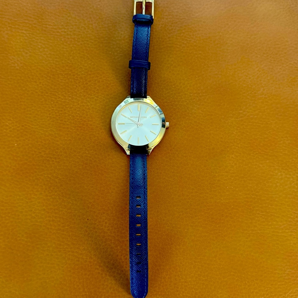 Michael Kors navy blue leather watch. Gently worn.